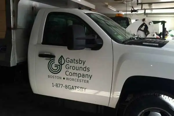 At Gatsby Grounds Company, our trucks are always lettered with our logo.